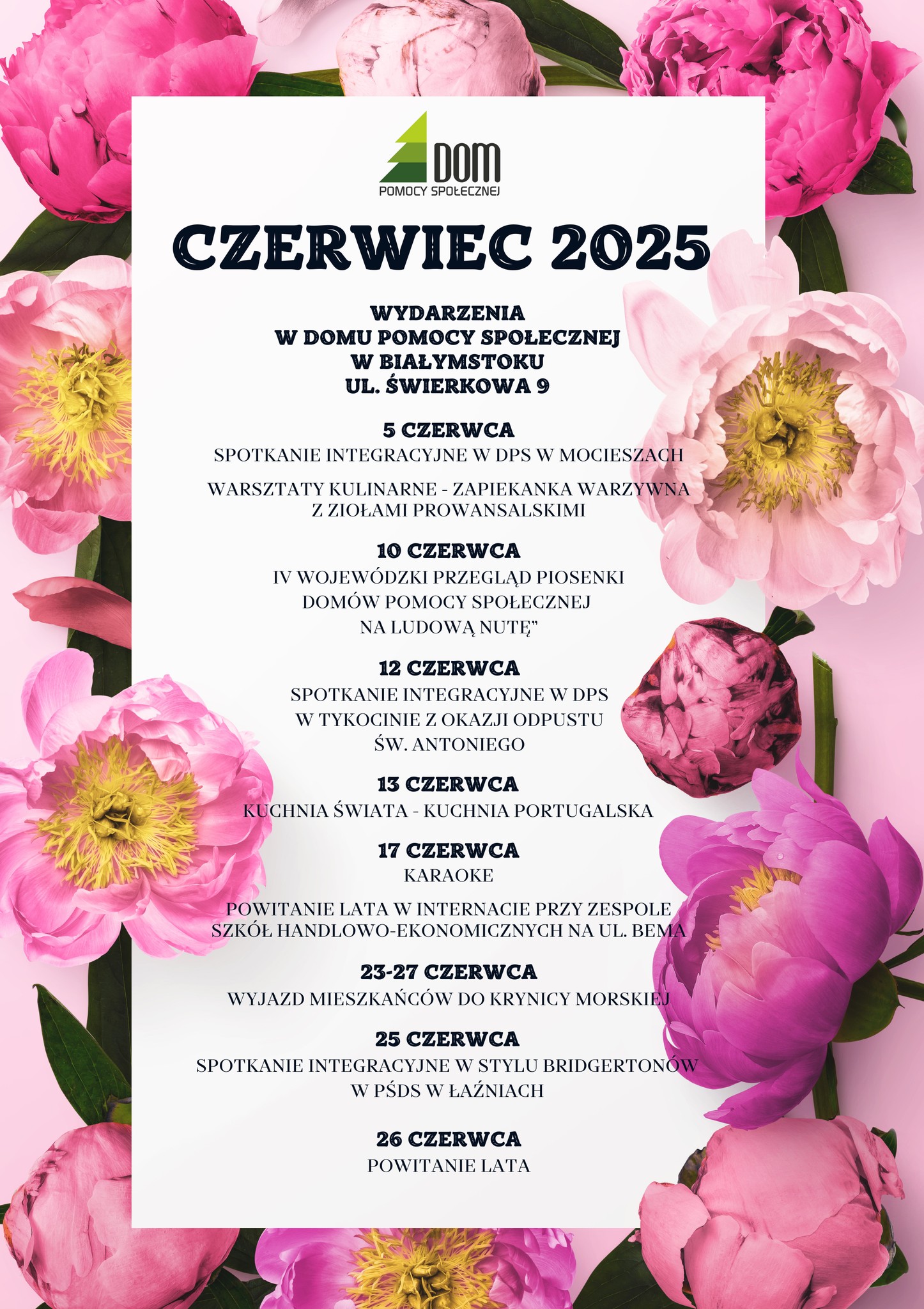 Plakat z wydarzeniami w czerwcu
