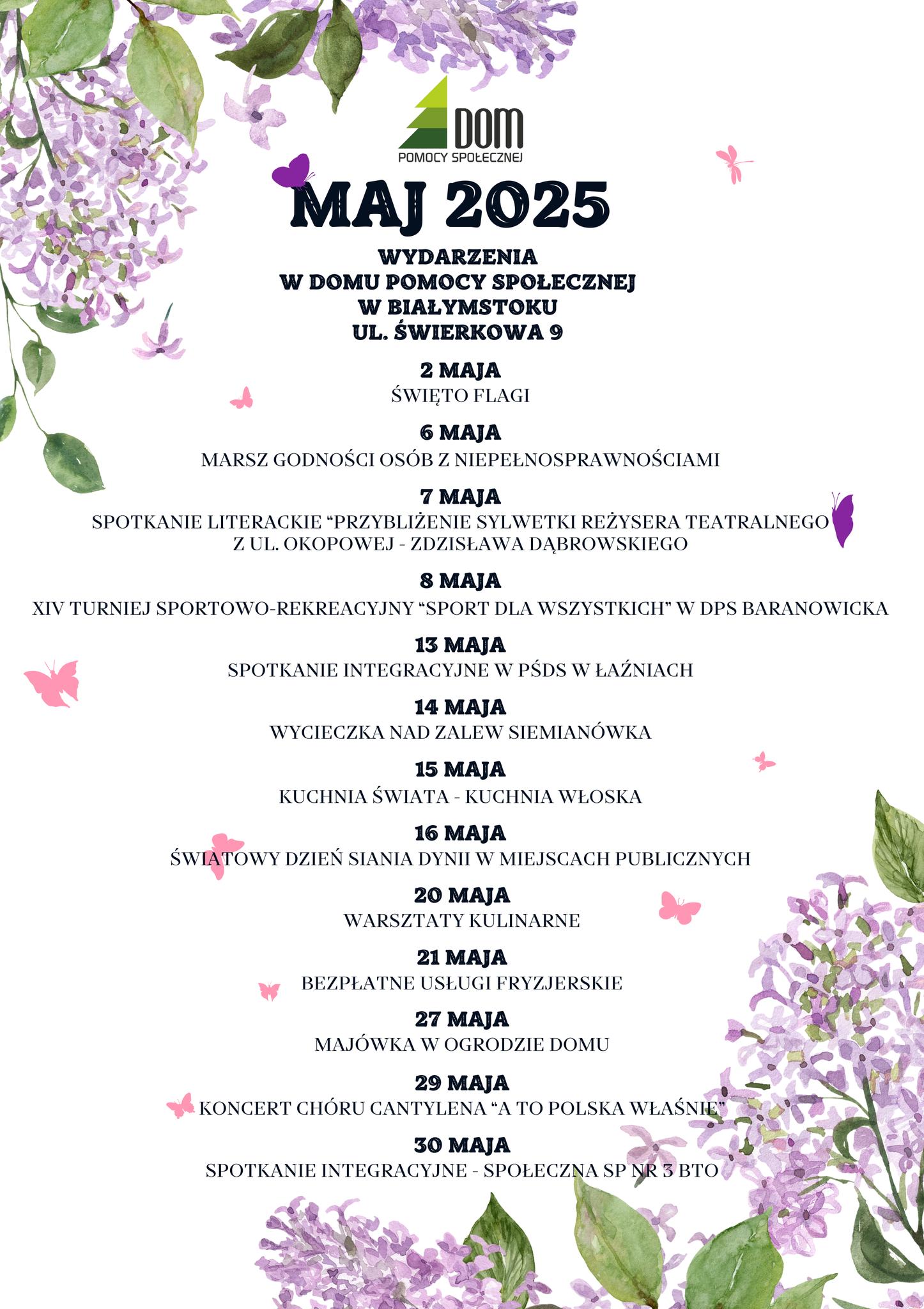 plakat z wydarzeniami w maju