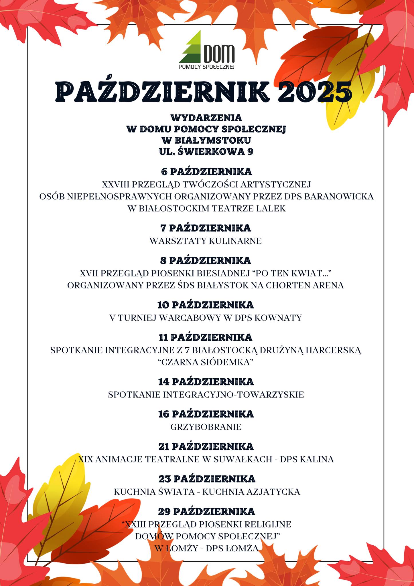 Wydarzenia w październiku - plakat