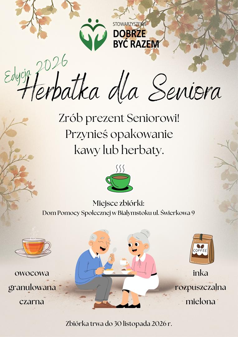 Plakat herbatka dla seniora